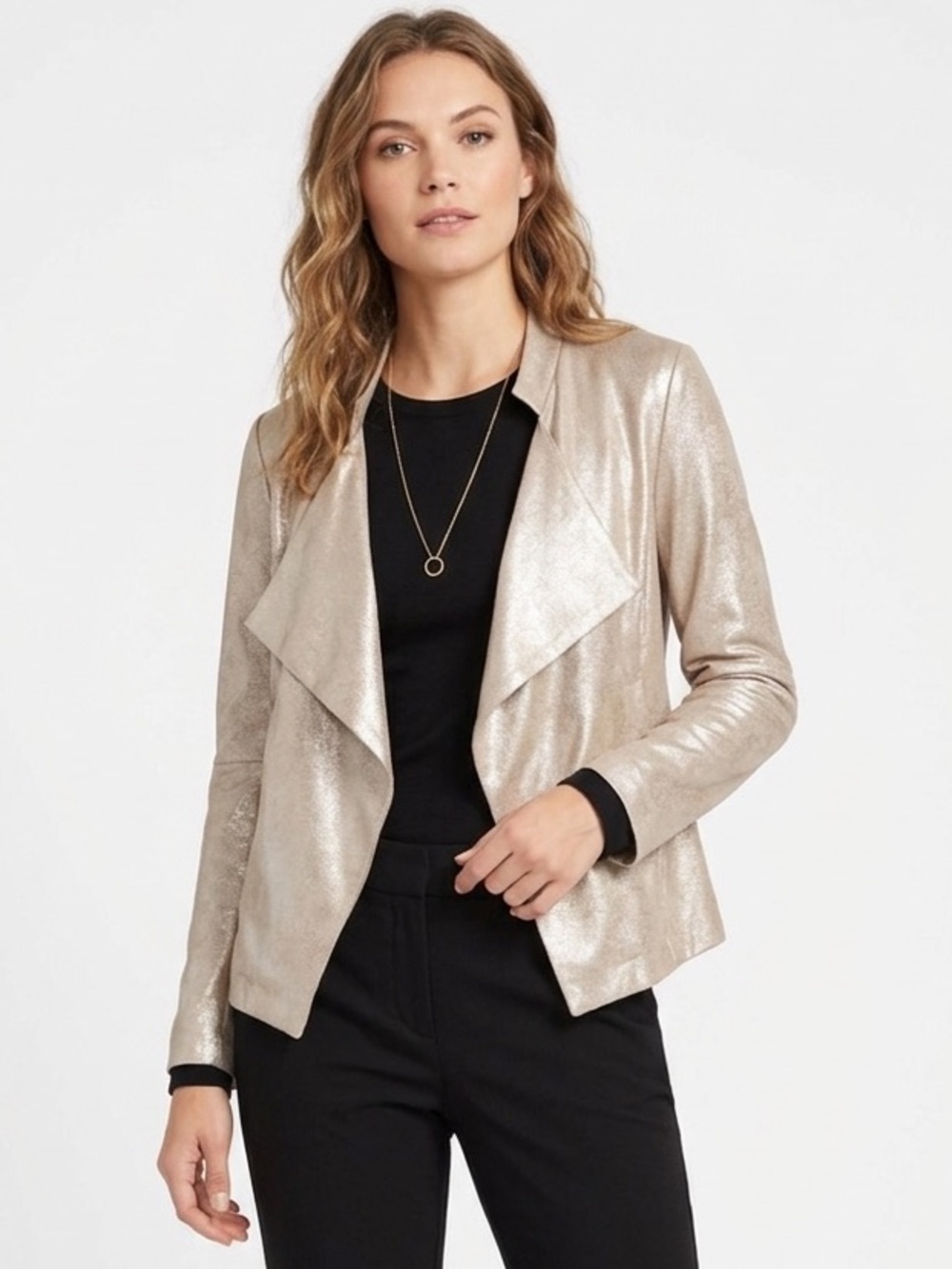 HALSTON light l champagne Gold long sleeved loose fitting Blazer Size X Small
